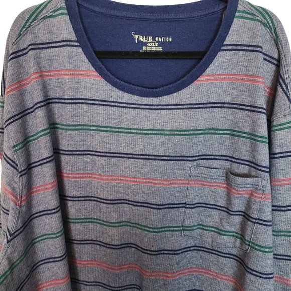 True Nation Mens 4XLT Blue Striped Long Sleeves Lightweight Pullover Sweater - Picture 2 of 7